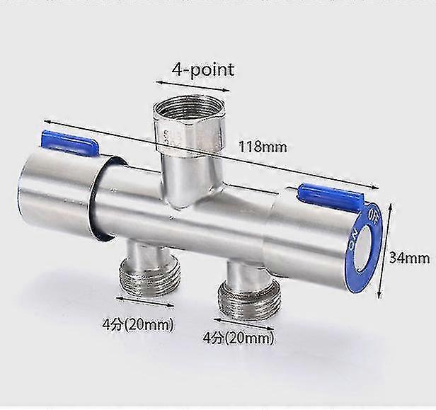Robinet 4 points Déviateur trois voies Adaptateur 1-en-2 Double Tête Double Usage 1-en-2-out Machine à laver 4 Vanne de distribution d’eau
