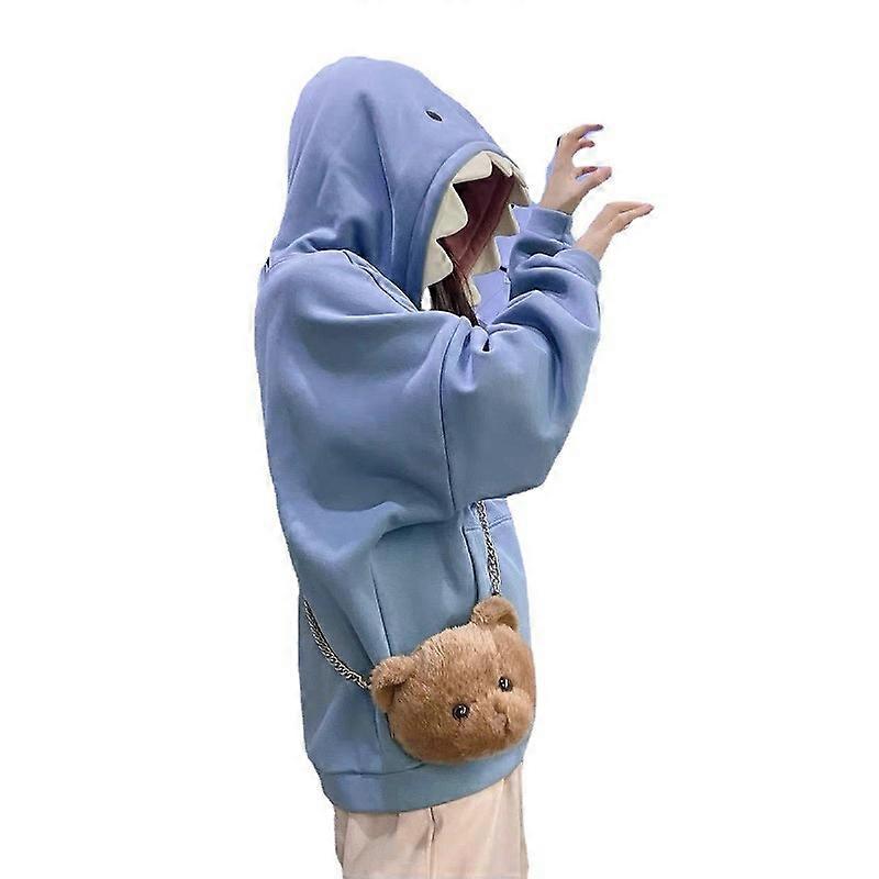 Vinterblød pige hajhat sød sjov sweater plus fløjl løs design top