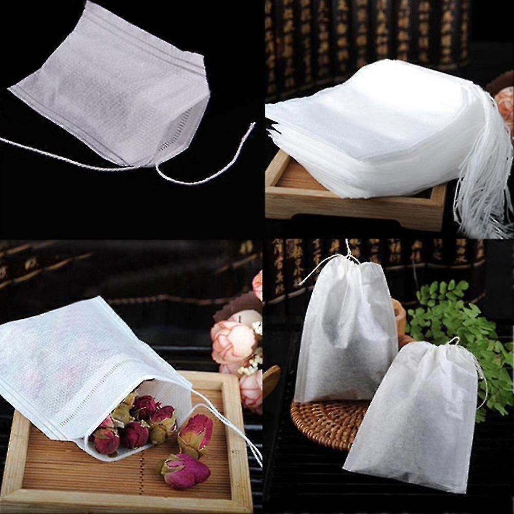 100pcs Tea Filter Herb Loose Seal Paper Empty Teabags Disposable String B1s