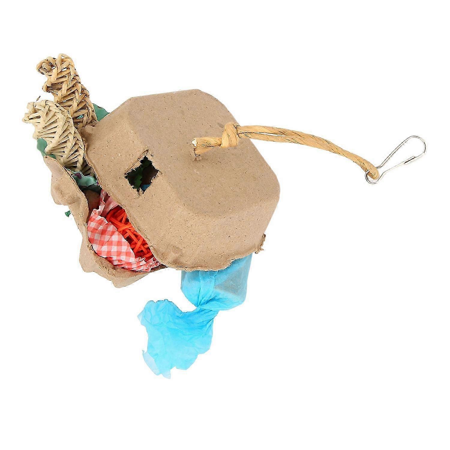 Bird Foraging Box Toys Fun Colorful Shredding Paper Sola Wood Rattan Ball Grass Rope Parrot Foraging