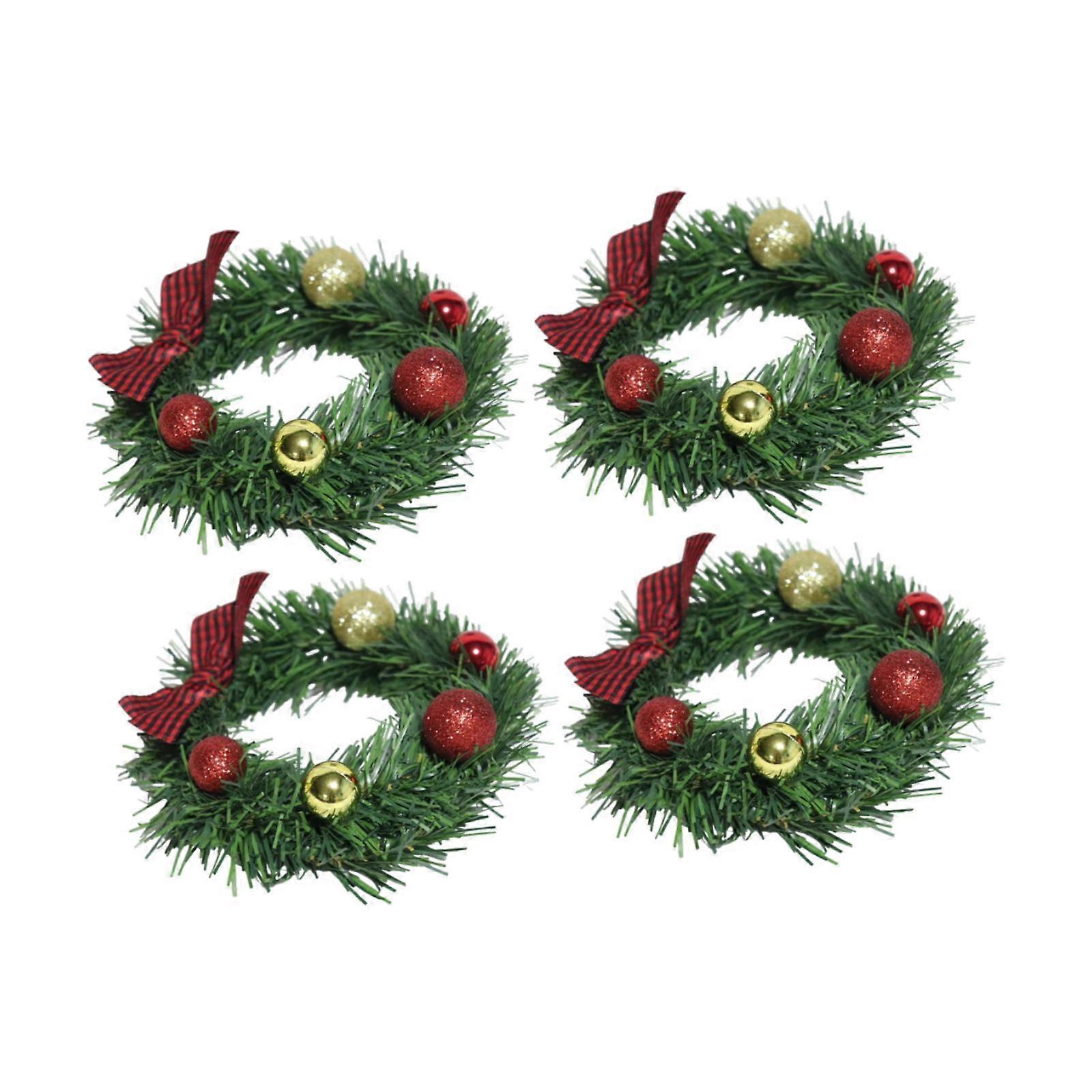 4x Artificial Christmas Wreath Wreath for Front Door for Porch Garden Window