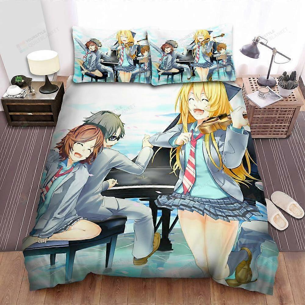 v5254 Bed Sheets Your Lie In April Characters Playing The Instruments Duvet Cover Set Bed Sheets IU5254