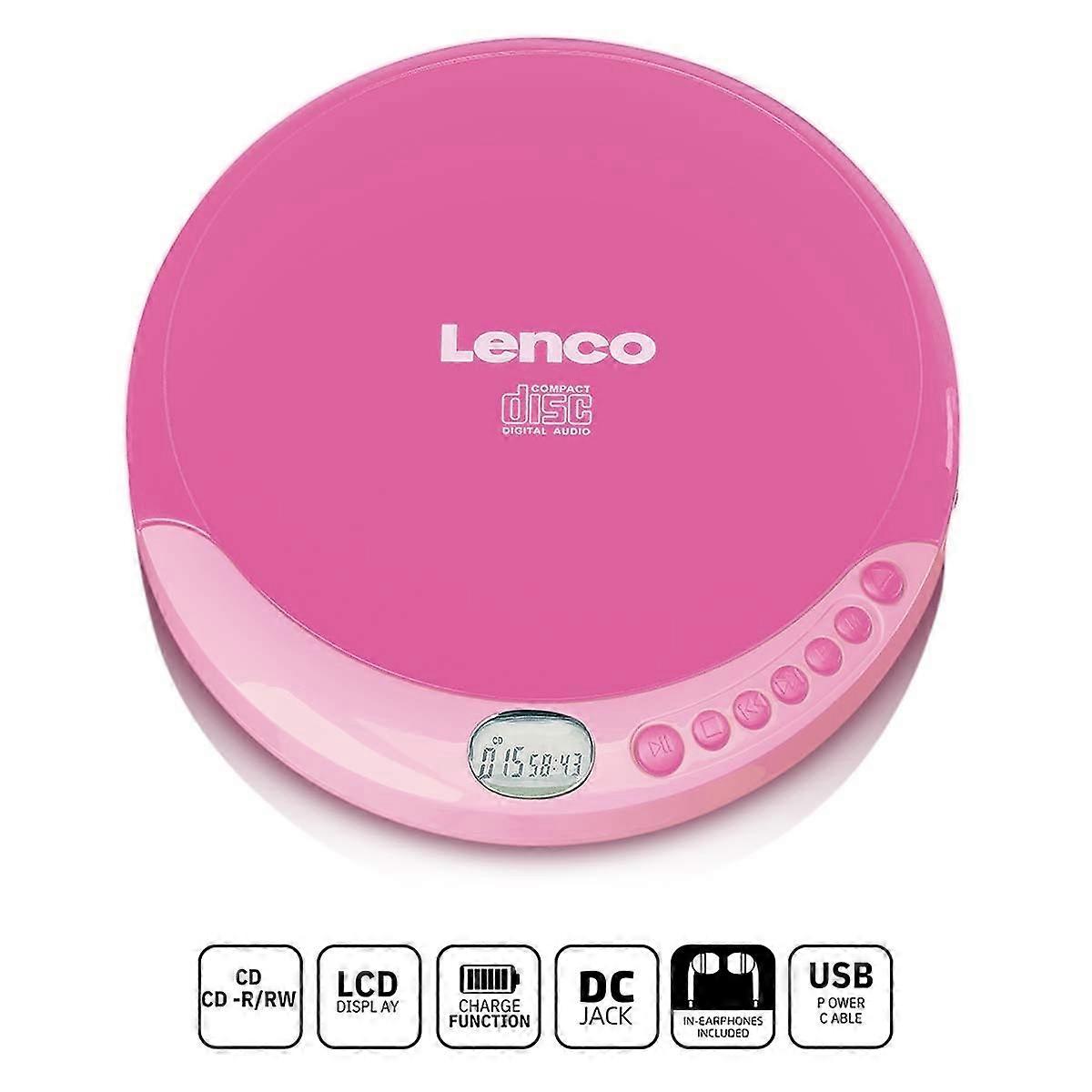 Tragbarer CD-Player mit Ladefunktion Pink