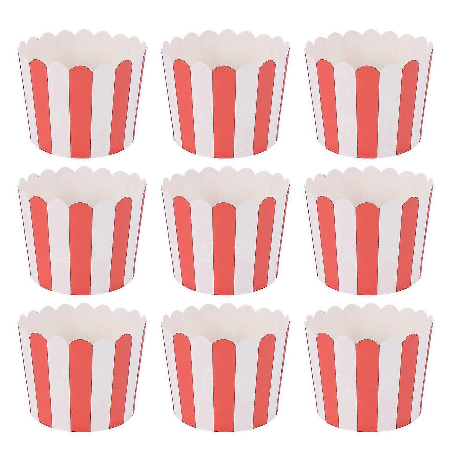 50x muffinspapper, tårtform, bakformar, muffinsfoder, köksbakning, röda ränder