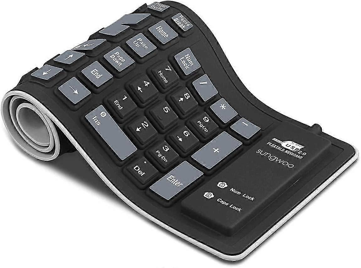Sunrain Foldable Silicone Keyboard Usb Wired Waterproof Rollup Keyboard Compatible With Pc Notebook L