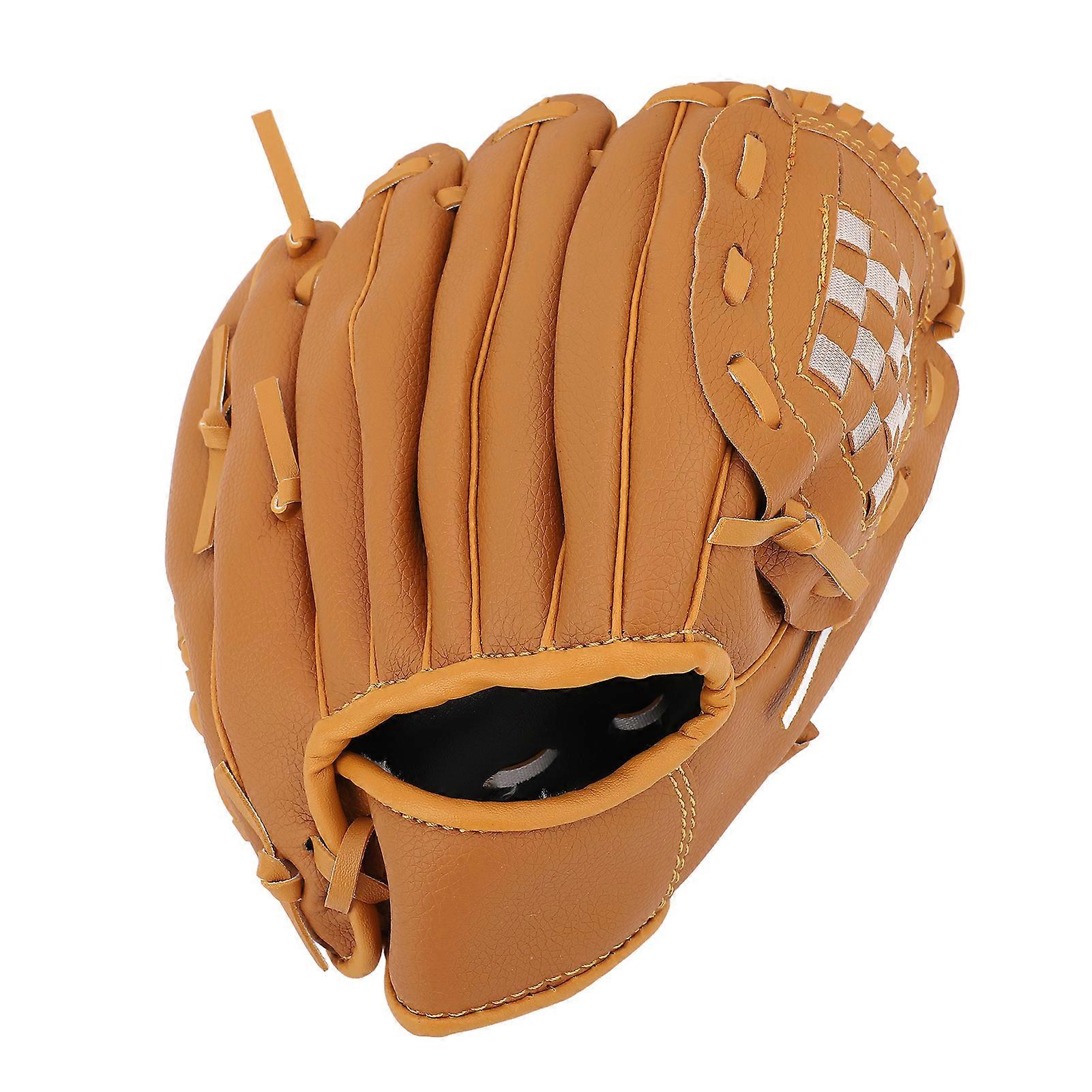 Basebollhandske Ergonomisk PU läder Baseball Vantar Mjukhet Professionell Baseball Fielding Handske Softball Vantar för ungdom Vuxen 12,5 tum brun