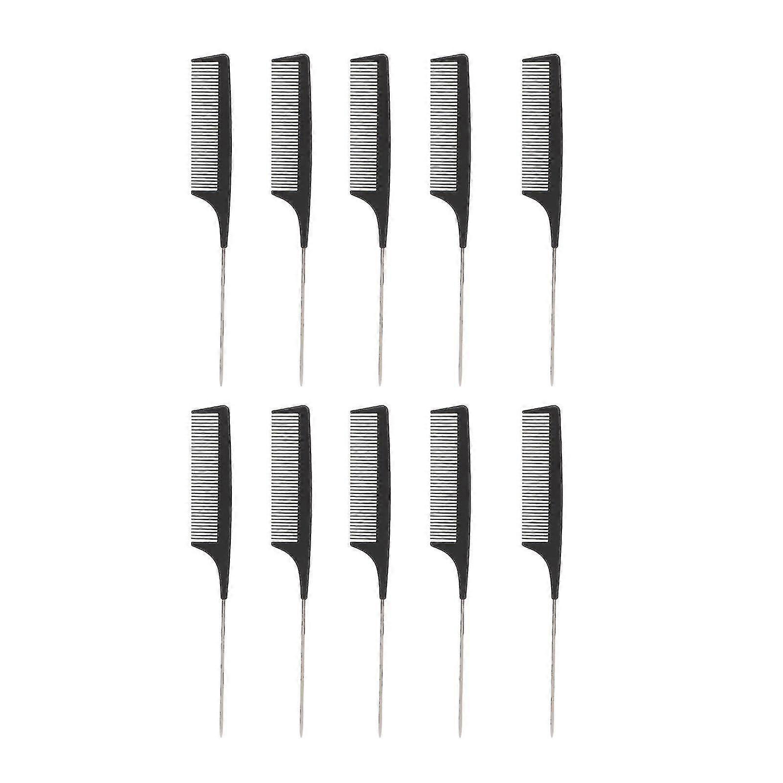 Rat Tail Combs 10pcs - Fine Teeth, Smoothing, Rounded Surfaces, Pointed Hair Parting