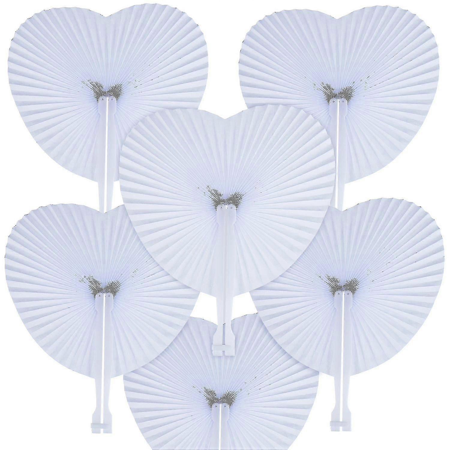 12 Pack Folding Fans Paper Fans Heart Shaped Assortment With Plastic Handle For Wedding