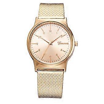 Montre à quartz ronde en alliage à la mode Bracelet en silicone Montre-bracelet femme (argent)