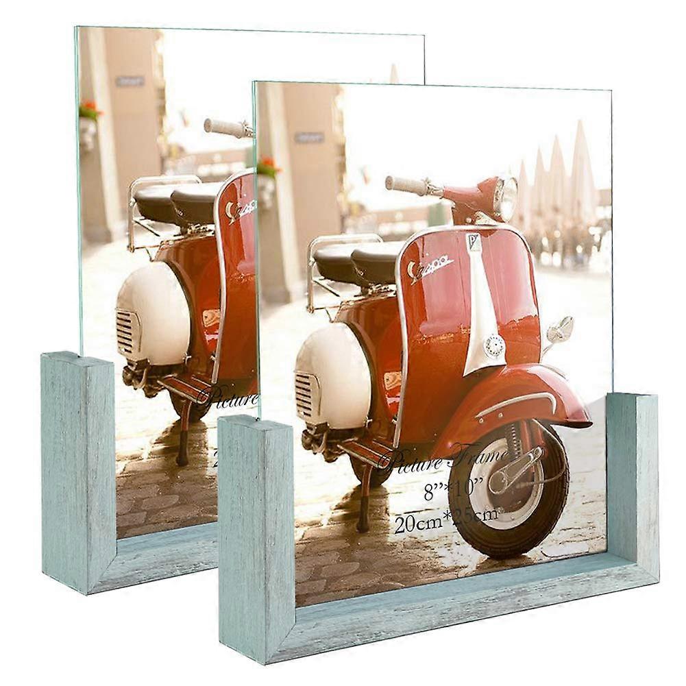 2 Sets Rustic Wooden Picture Frames for Tabletop Display 8x10 Inches, Vintage Style, Brown Finish