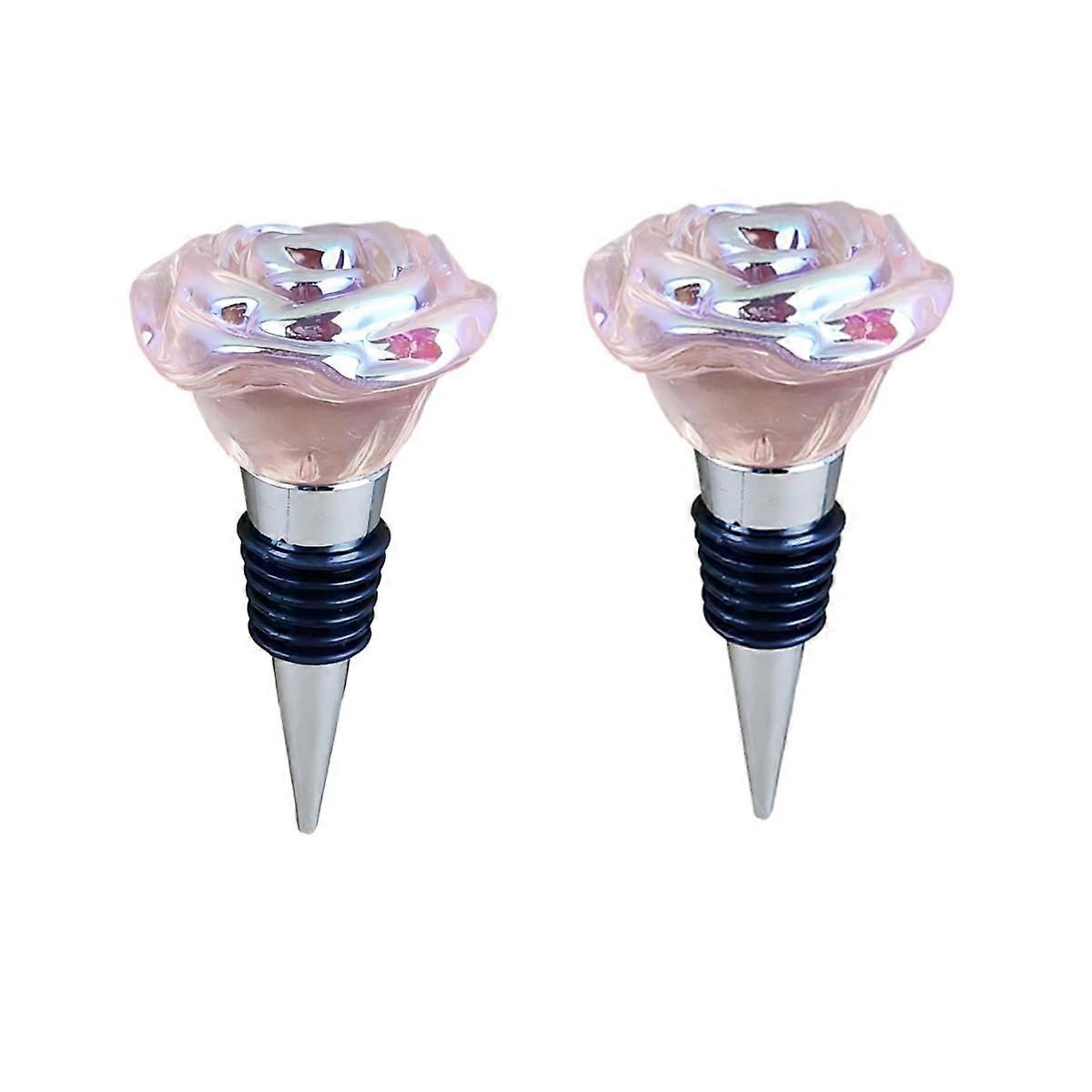 Flower Stopper Set of 2 for Home Bar and Holiday Party, Durable Wine Bottle Stoppers in Colorful Floral Design