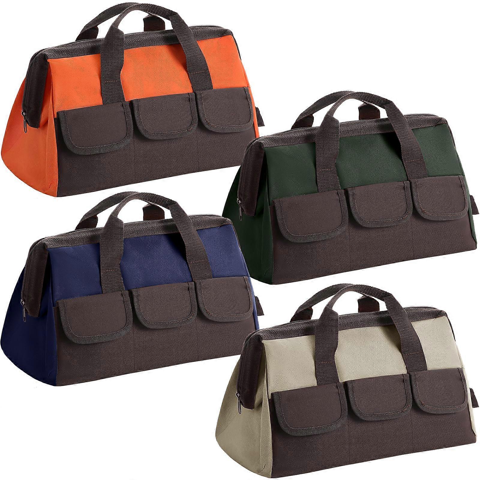 4-Pack Hard-Bottom Tool Bags for Electricians and Mechanics - Wide-Mouth Design, Durable Fabric, Heavy-Duty Totes