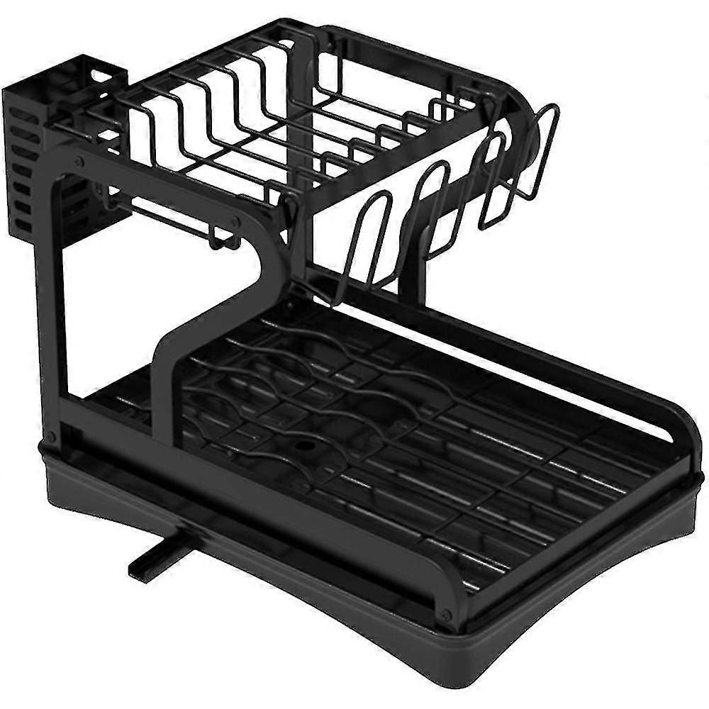 Dish Drying Rack For Kitchen Counter, 2-tier Drainboard Set With Double-layer Bowl Rack, Cup Rack