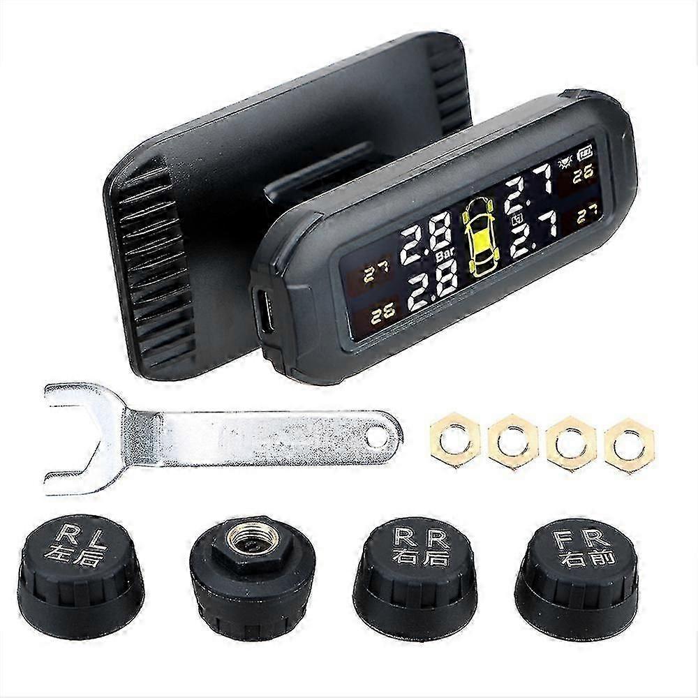 Solar Tpms Tire Pressure Monitoring System Temperature Warning Fuel Save Car Tyre Pressure Monitor 4