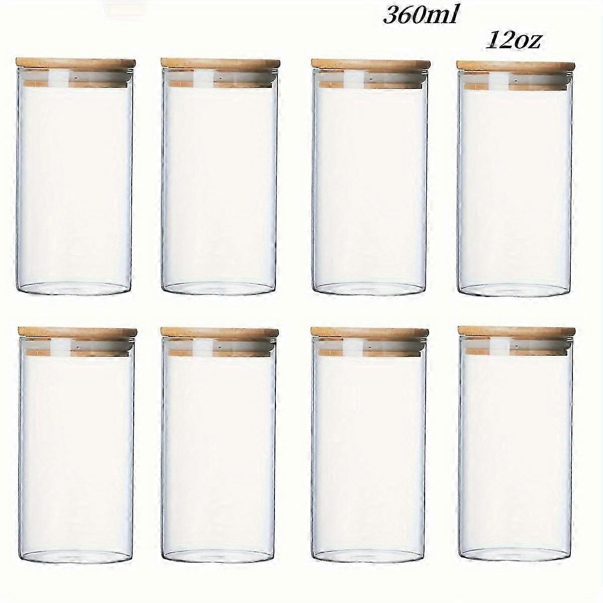 1/2/4/8/10pcs, Glass Jars With Airtight Lids, Candy Jars, Food Storage Containers With Bamboo Lids, Clear Jars, For Tea, Coffee, Spice, Candy, Kitchen