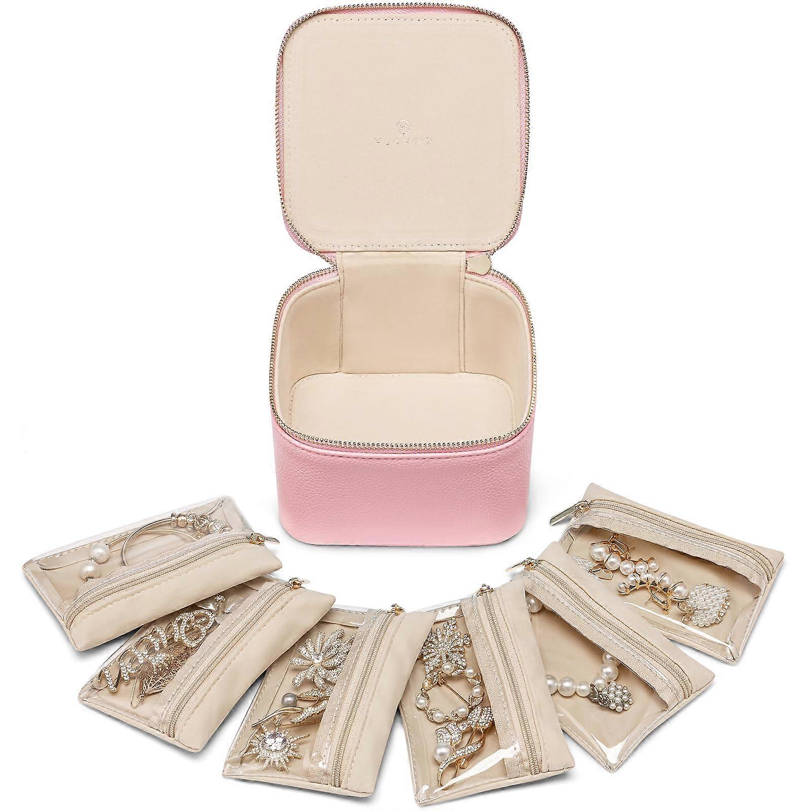 Strawberry pink travel jewelry box