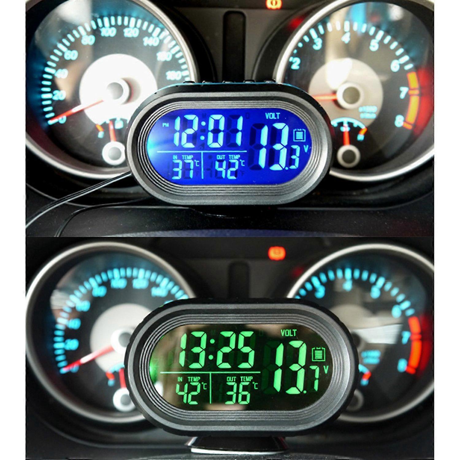 Car Clock Thermometer Voltmeter Gauge 3 in 1 Clock Thermometer Voltmeter