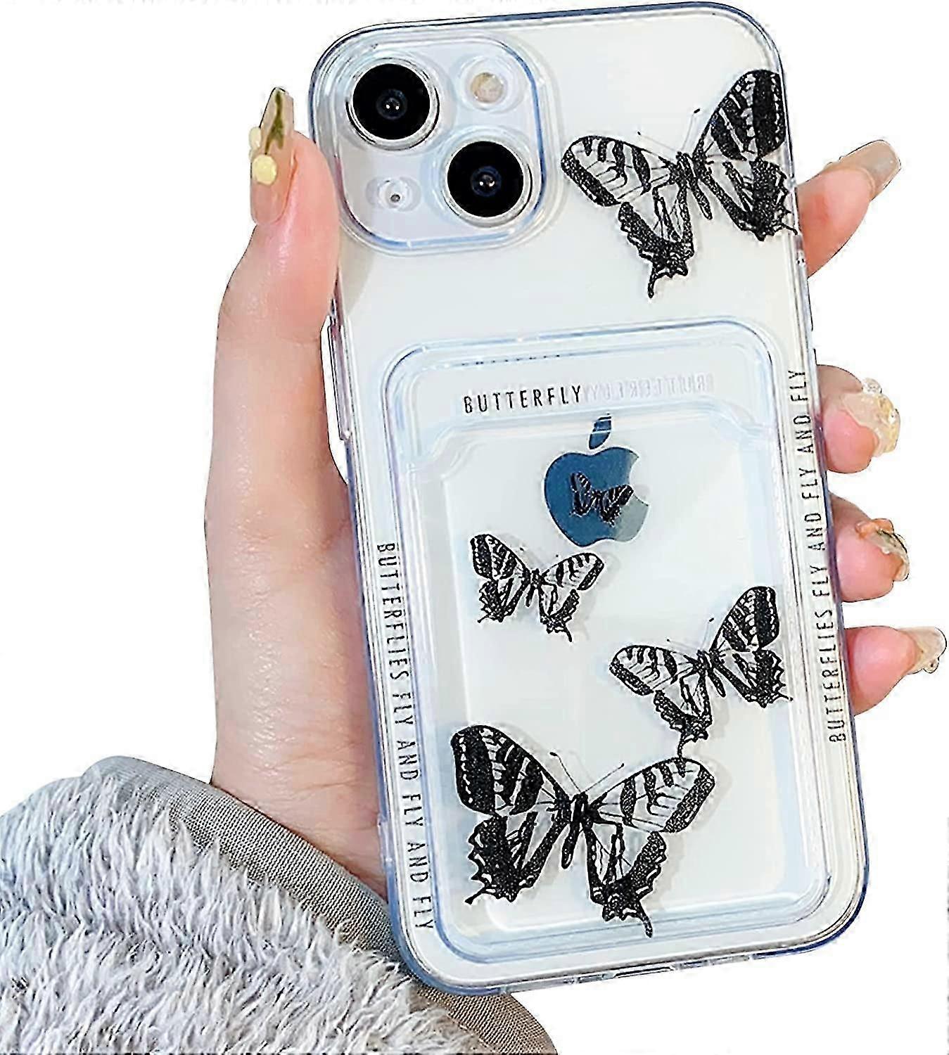 Uyumlu uyumlu iPhone 13 Kılıf Temizle, Kart Tutucu, Sevimli Kalp Desenli Aşk Tasarımı uyumlu Kadın Kız, Koruyucu Yumuşak TPU Şok Emici