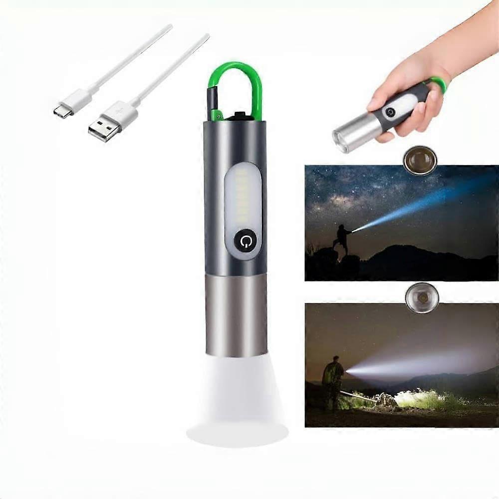 LED High Lumen Tactical Flashlight - USB Rechargeable with Telescopic Zoom, 6 Modes, Waterproof, Great for Emergencies, Outdoors, Camping