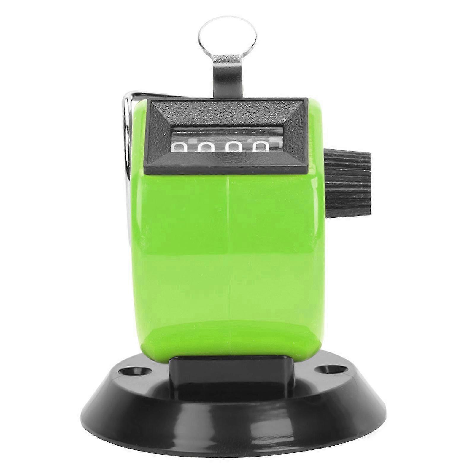 BERM Hand Tally Counter 4-Digits ABS Plastic Shell Mechanical Handheld Counting Tool with Hook BaseGreen
