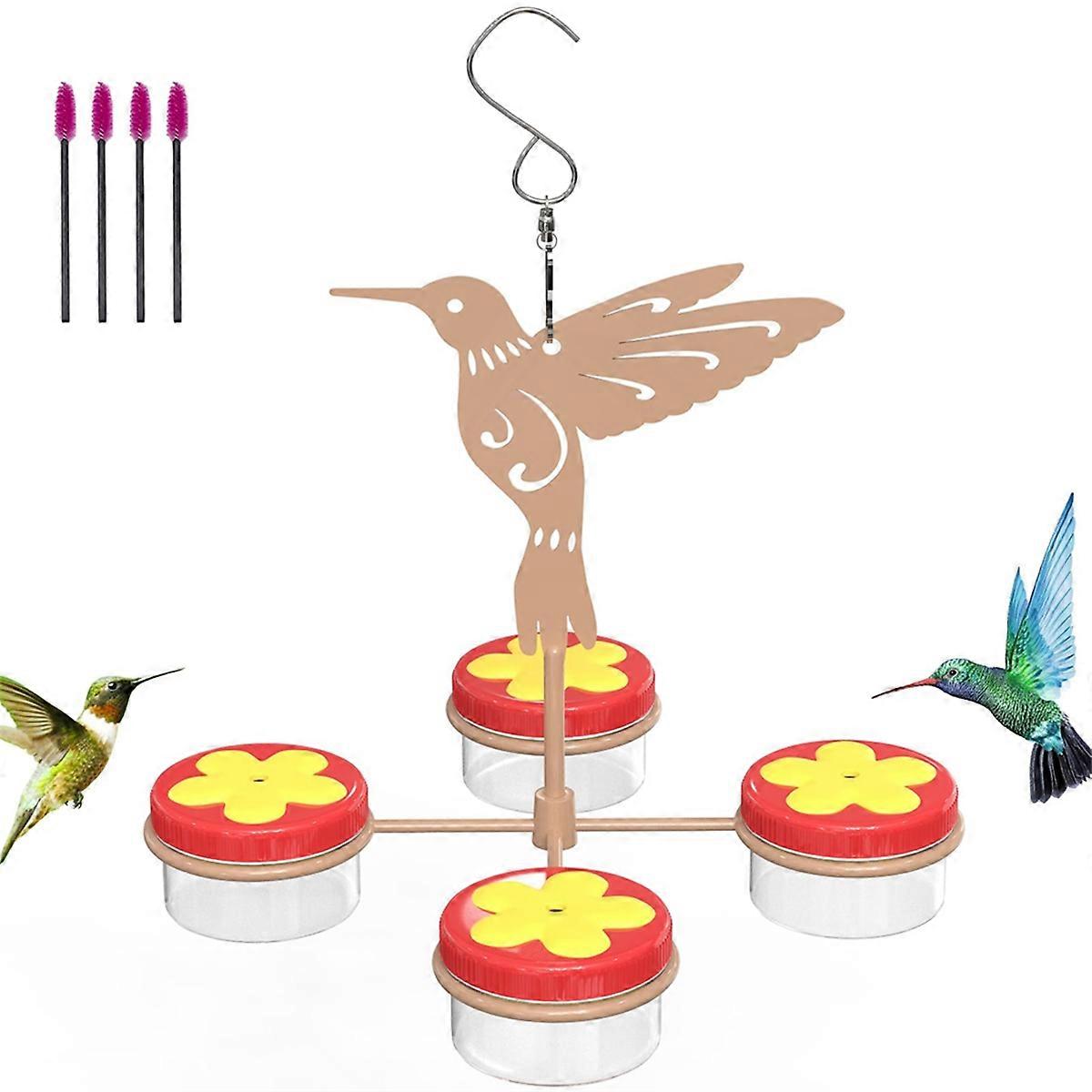 Kolibrifoderautomater til udendørs brug, hængende, plastikfoderautomater med efterligning af blomster, aftagelige fuglefoderautomater