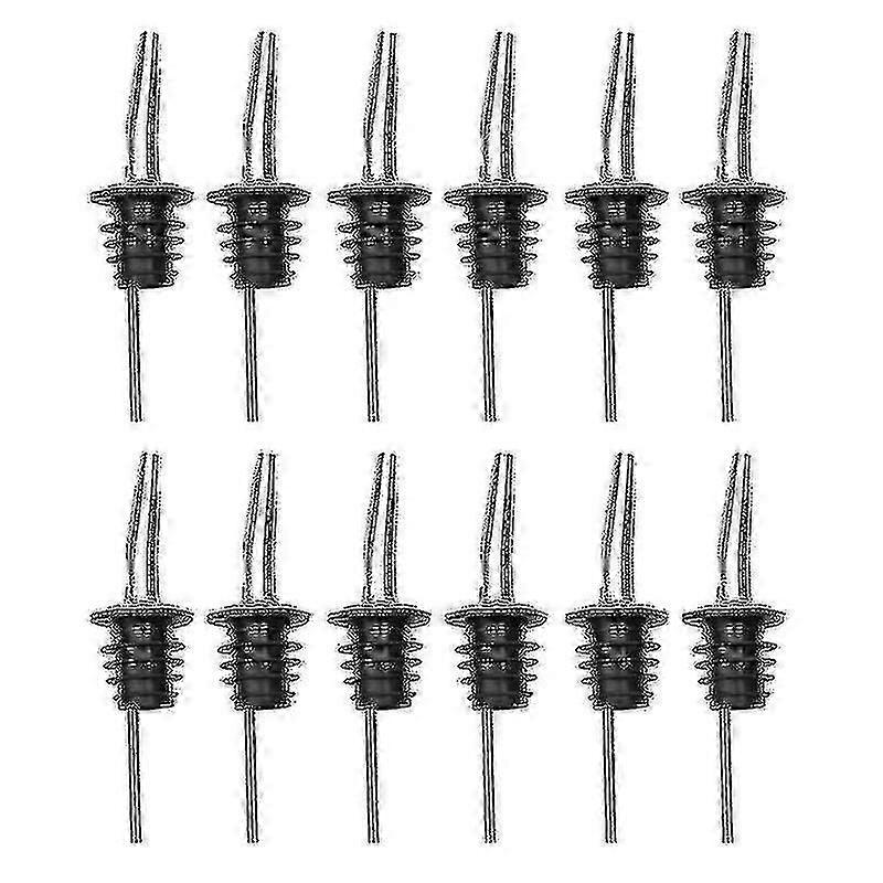 ステンレススチール製クラシックボトルポアラー テーパードスパウトリカーポアラー ゴム製ダストキャップ付き レストラン用 12個