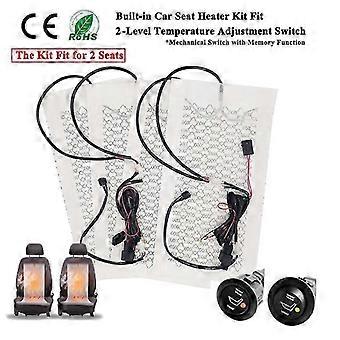 2025 Siège de voiture intégré Chauffage Fit 2 Sièges 12V Coussin chauffant de siège en fibre de carbone Contrôleur d’interrupteur rond réglable haute / basse température