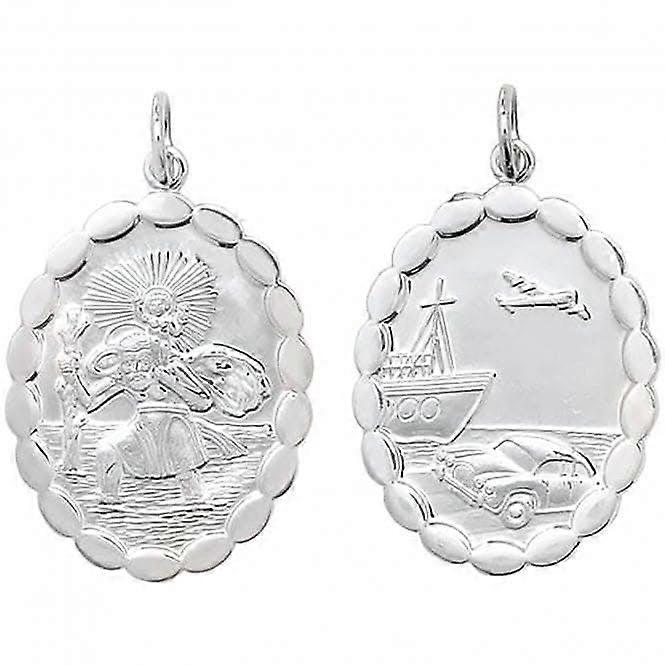 Acotis Silver Pendant St Christopher Double-Sided Oval G6825