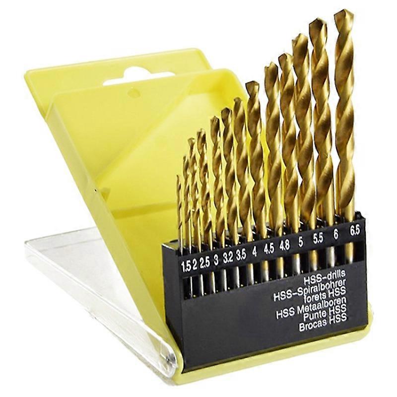 13Pc 1.5-6.5mm Round Shank Twist Drill Bit Set