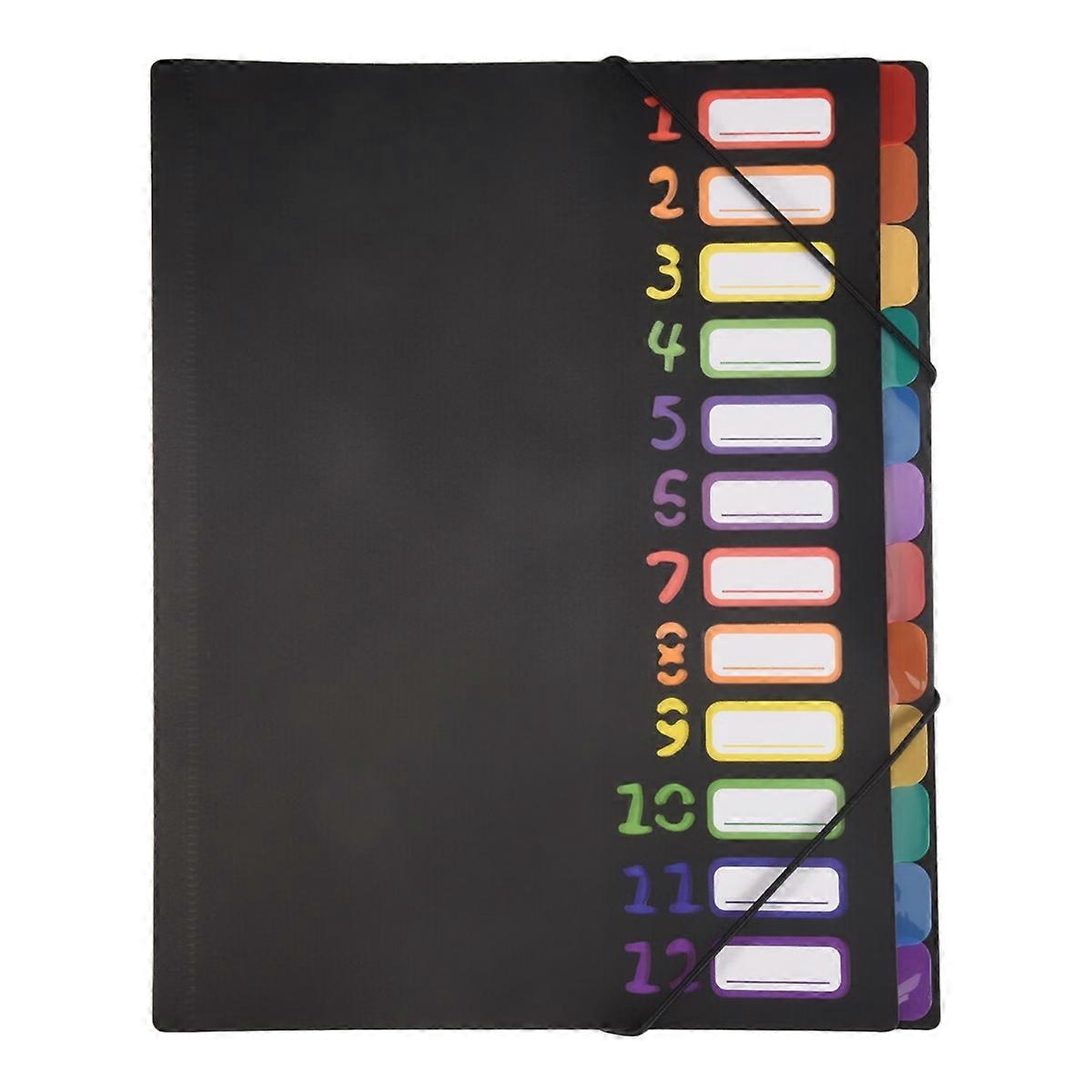 24 Clear Pocket Expanding File Folder 12 Colored Tabs 1PC