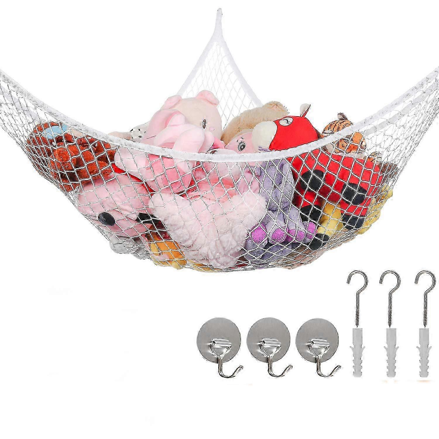 Jumbo Toy Hammock Stuffed Animals Corner Net Large Hanging Net, Pink