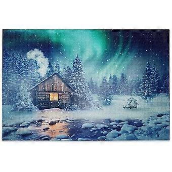 DIY Puzzle 1000/500/300Pc dla dorosłych dzieci - Puzzle Zimowy krajobraz z drewnianym domem Edukacyjny intelektualny dekompresja zabawa zabawka C