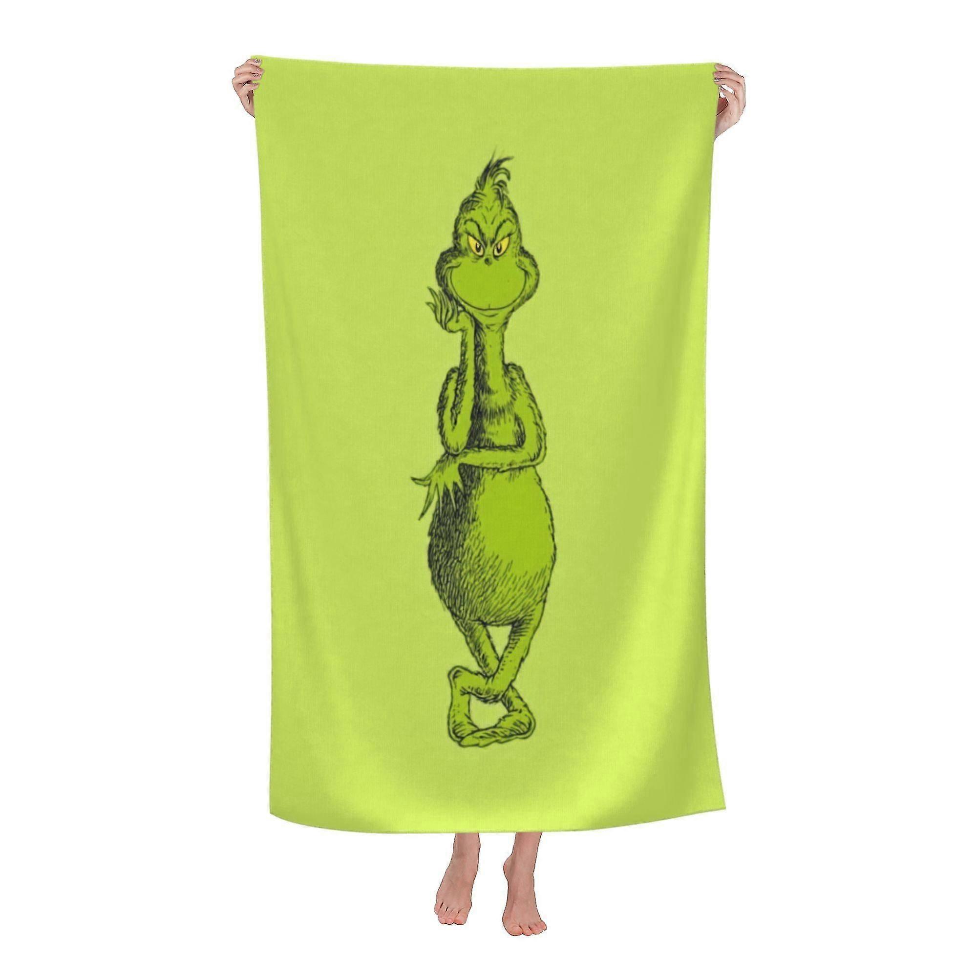 f منشفة الشاطئ Grinch ، منشفة حمام كبيرة من الألياف الدقيقة #b10d