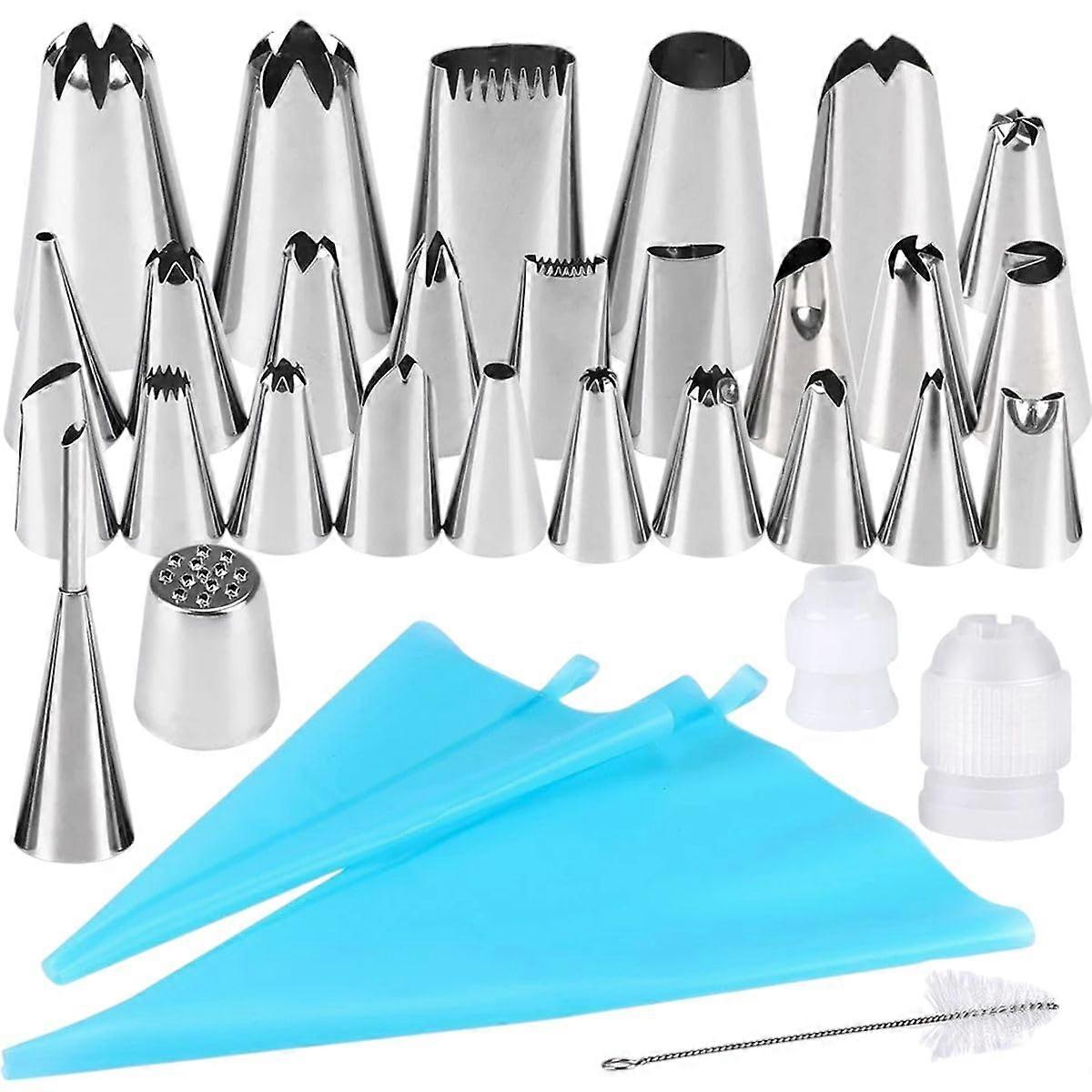 32Pcs Cake Decorating Tools Set with Icing Piping Bags, Flower Nozzles, and Pastry Tips for Baking and Cake Art