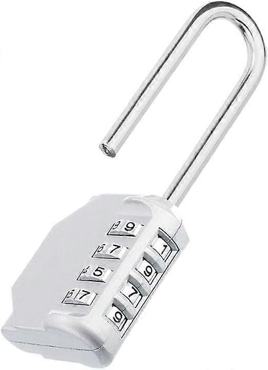Silver long padlock combination locker, 4 digit combination locker for sports locker room, digital padlock for gym, college, school cabinet