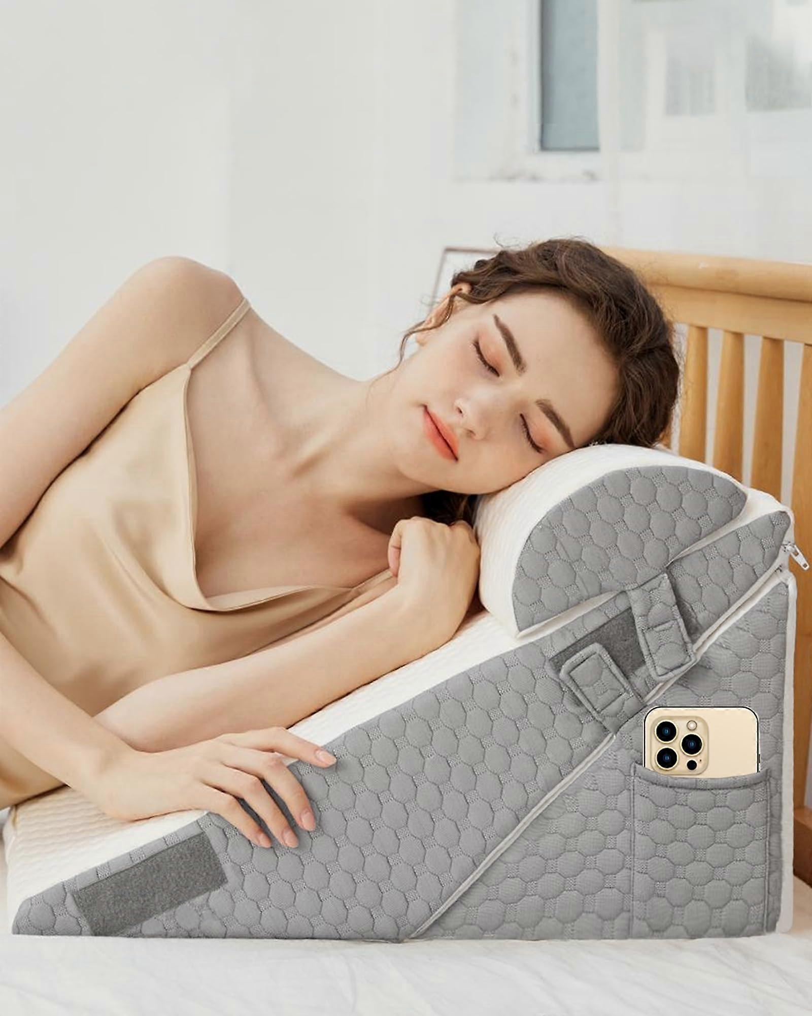 Bed Winghering Pillow for Sleep, 12-Inch Adjustable Triangular Memory Foam Pillow for Neck Support and Comfort