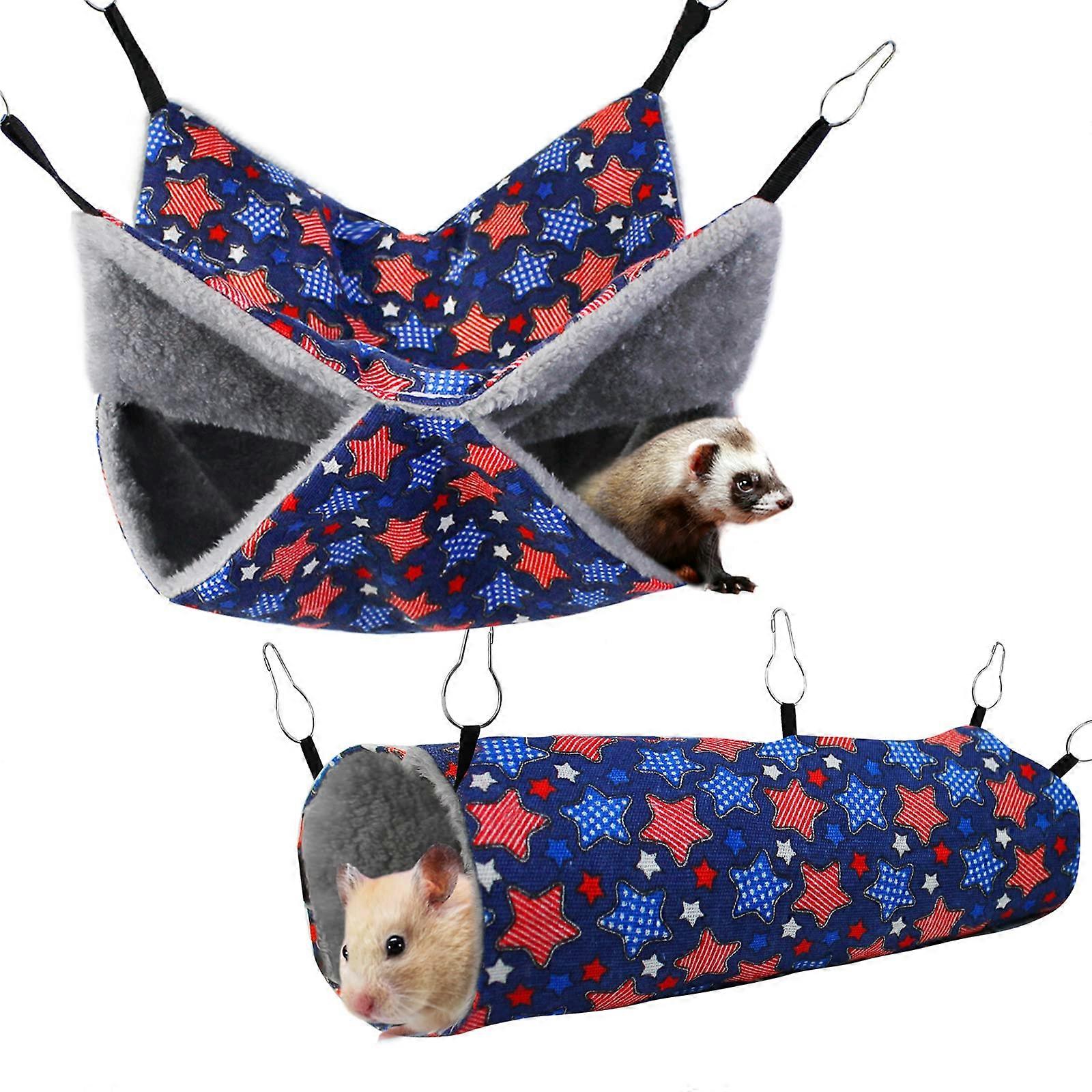 Hammock Set for Guinea Pigs and Hamsters, Soft Plush Hanging Tunnels and Tubes, Cage Accessories for Small Pets