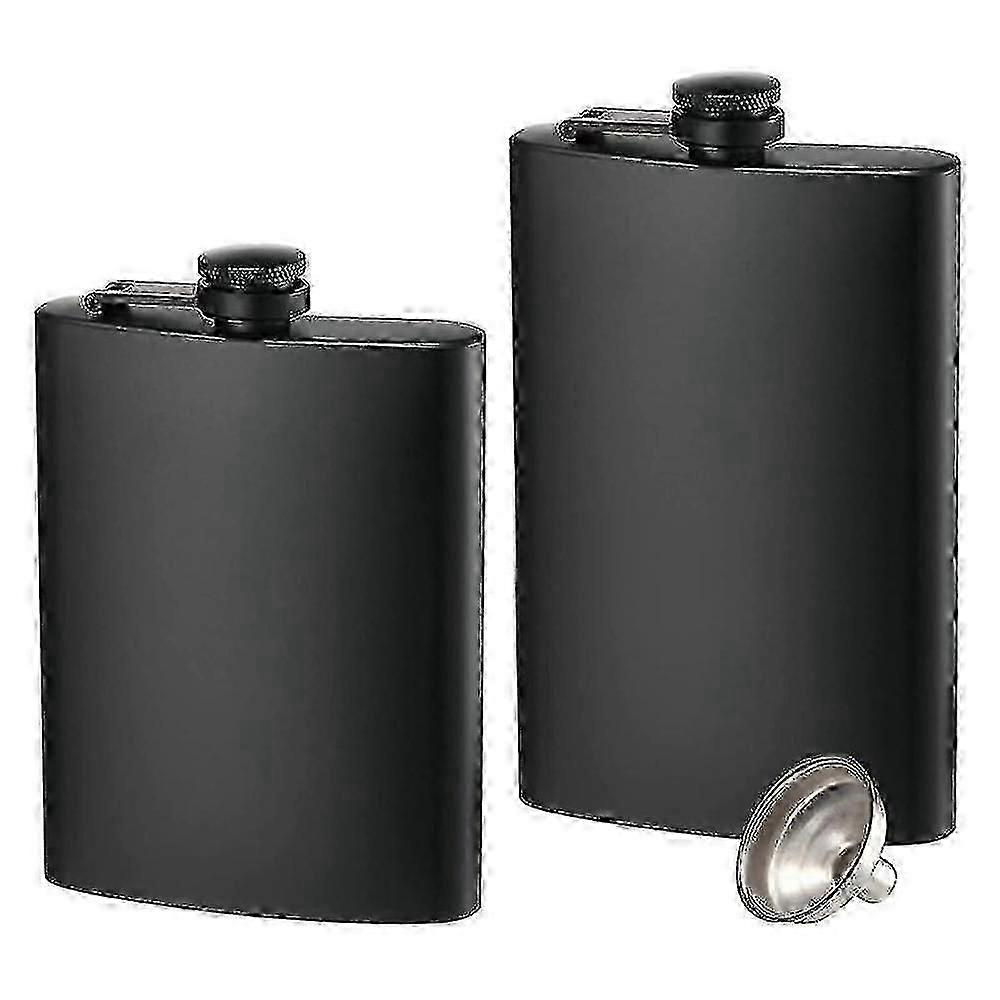 2pcs Hip Flasks For Liquor,8 Oz Stainless Steel Leakproof Thin Flasks