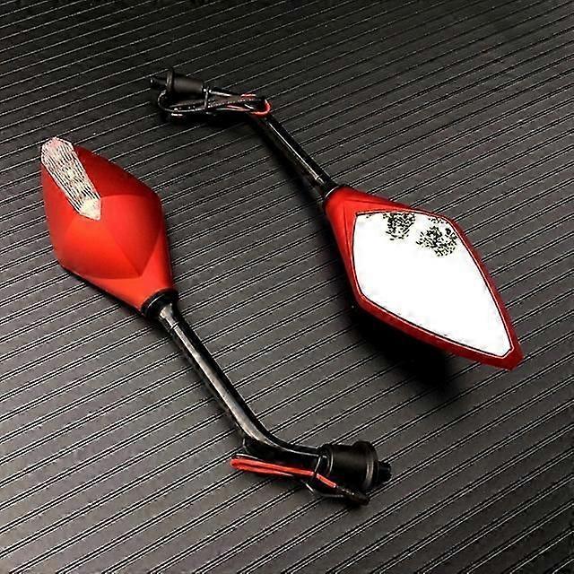 Qx 2 X Led Turn Lights Side Mirrors Turn Signal Indicator 10mm Motorcycle Rearview Mirror For Honda Suzuki Kawasaki Ducati Yamaha