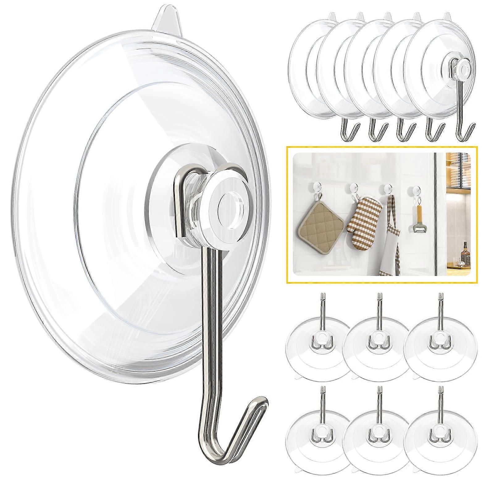 Suction Cup Hooks, Upgrade 1.77 Inches Clear PVC Window Suction Cups with Metal Hooks 12 Pack
