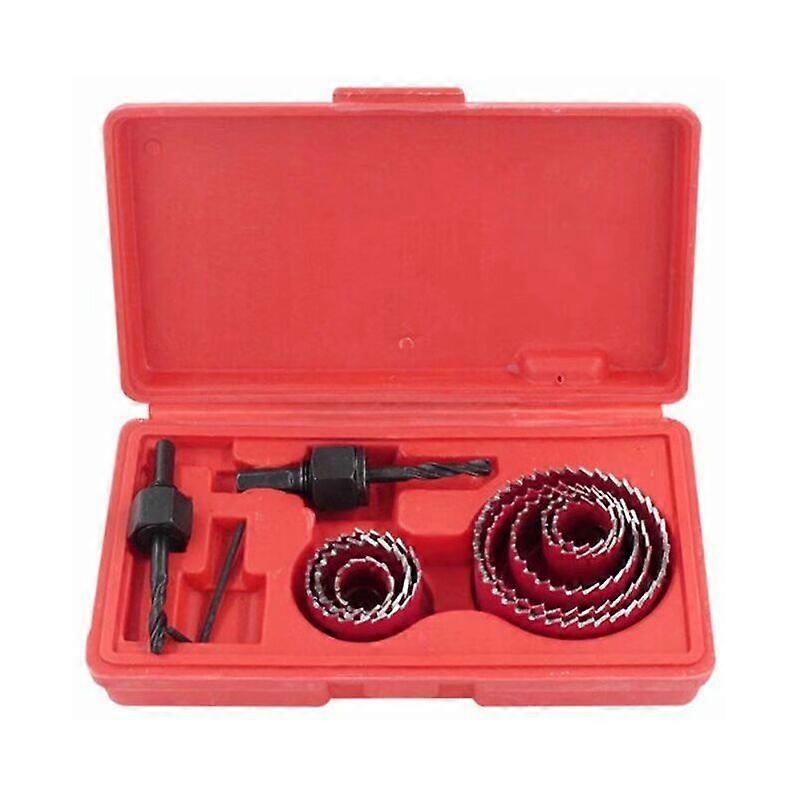 8 Pcs Carbon Steel Bi-Metal Hole Saw Kit 19-64mm Hole Saw Set for Wood, Plasterboard and Plasterboard(Red)
