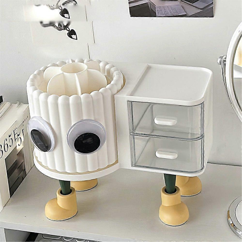 Storage box with drawer Make-up brush holder Rotating compartments organizer cosmetic