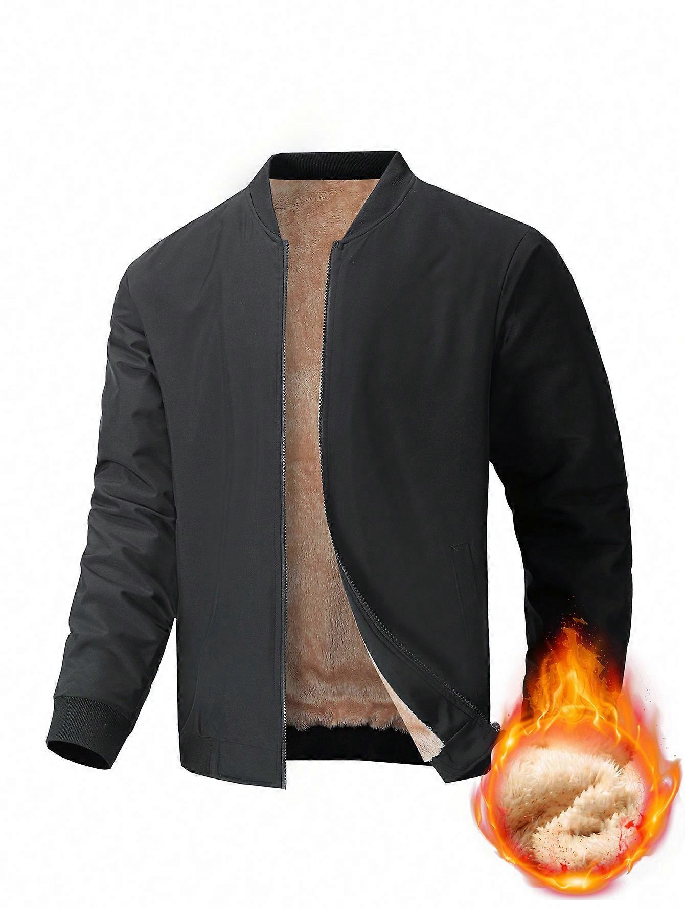 Men s Thermal Lined Baseball Collar Casual Jacket Autumn Winter