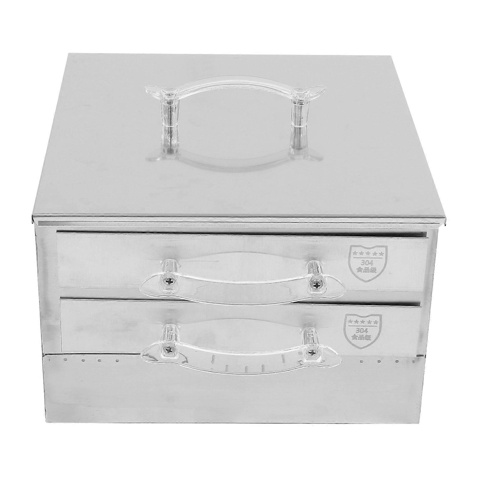 1 Pc Durable Small Double-layered Drawer Type Steaming Pan Kitchen Supply (Silver)