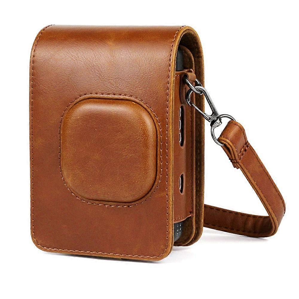 JUSCH Protective Case Compatible with Instax Mini Liplay Hybrid Instant Camera, Soft PU Leather Bag with Removable/Adjustable Shoulder Strap (Brown