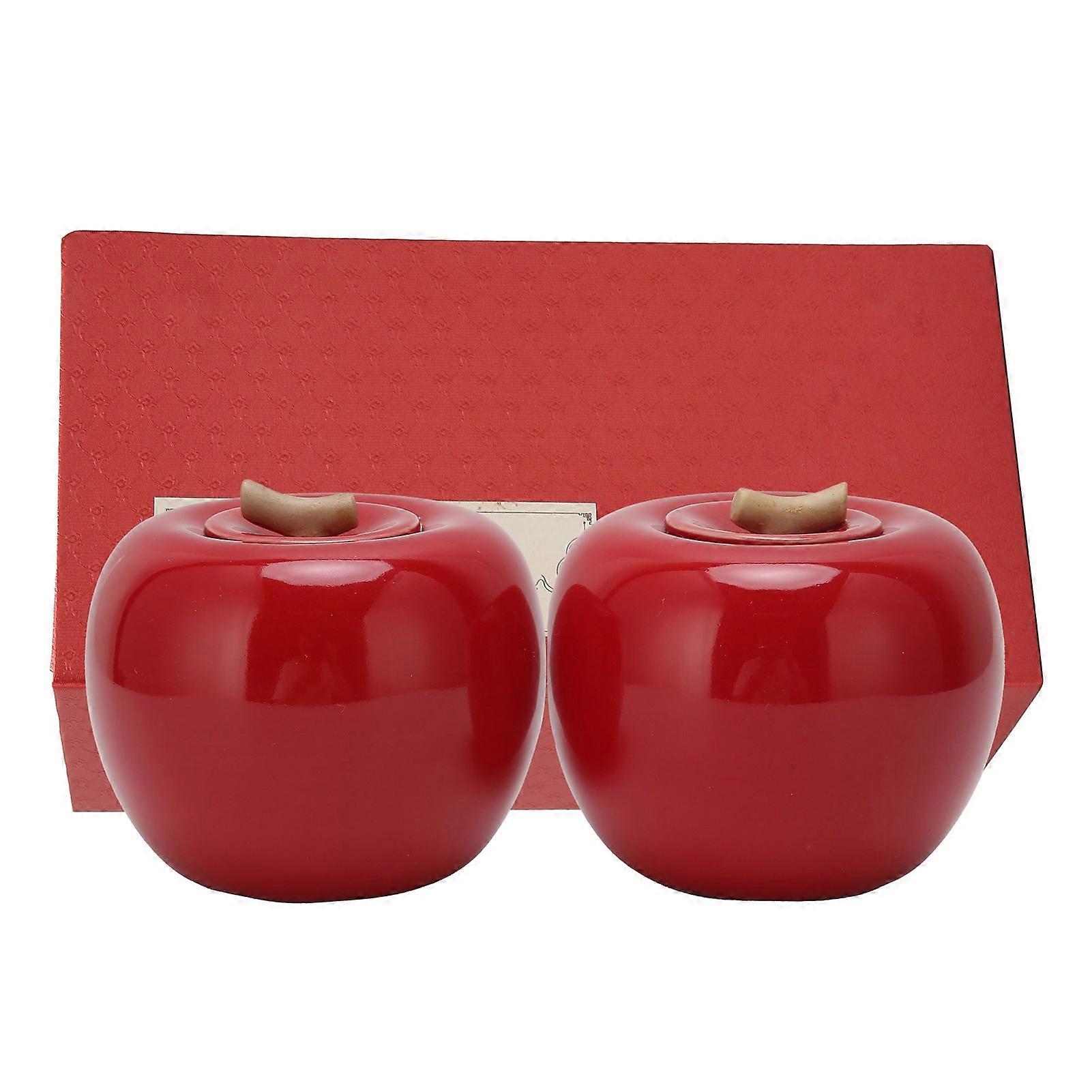 2Pcs Tea Leaf Storage Can Unique Ceramic Sealed Pot Ornament Coffee Cereals Container