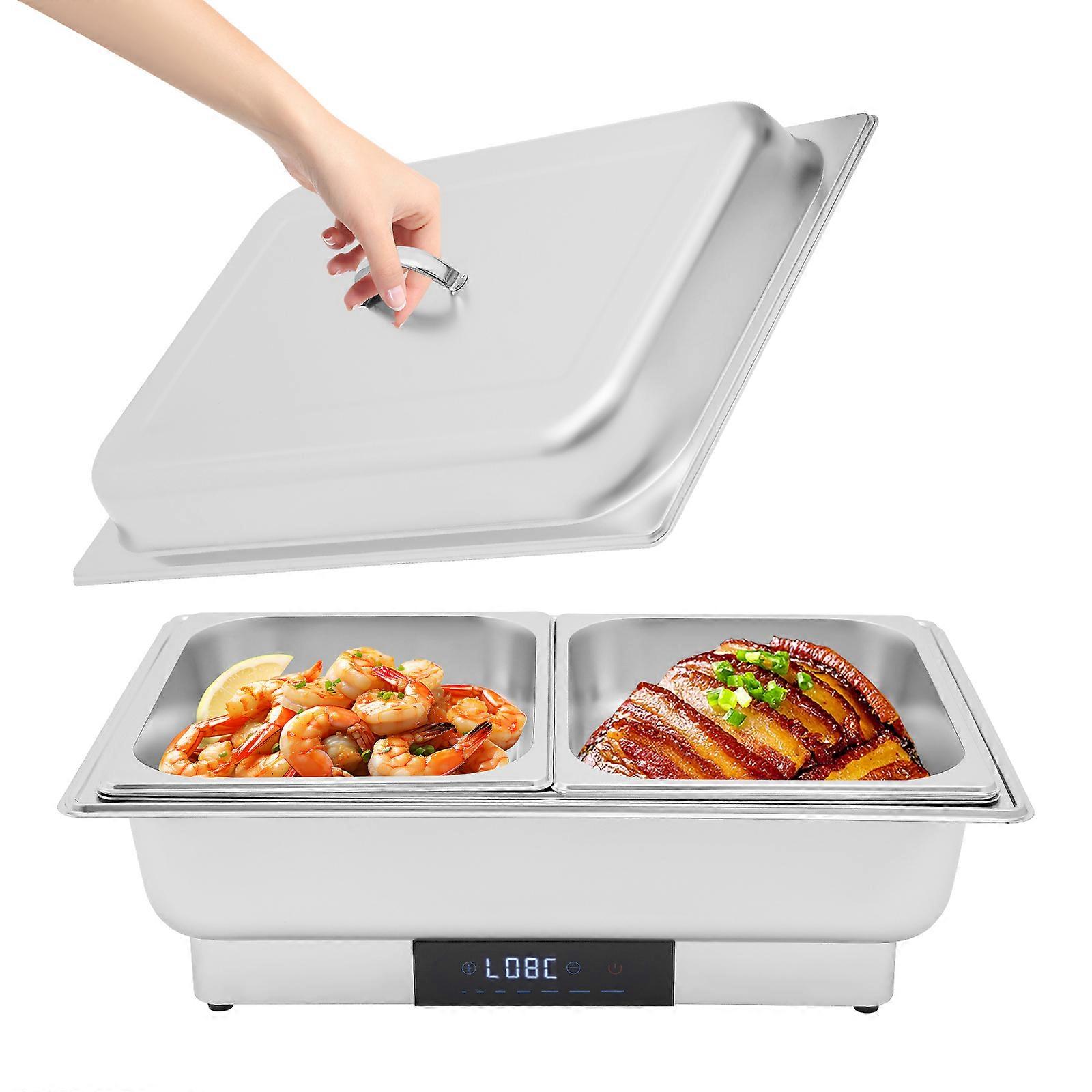 9L Elektrischer Chafing Dish Edelstahl Buffet Server Speisenwärmer mit Temperaturregelung für Hotels, Cafeterias Restaurants