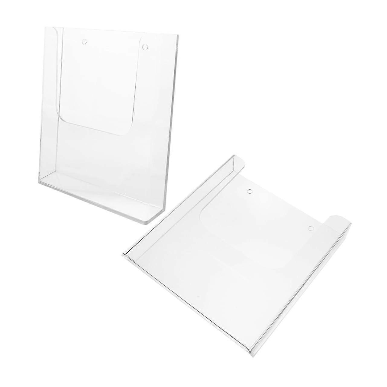 Modern Office Wall Mount Display Rack 2pcs Acrylic Magazine Storage File Folder Holder