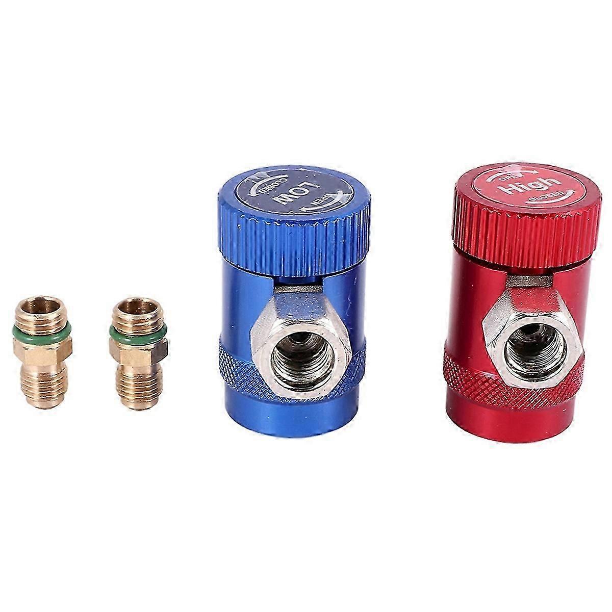 Car AC High/Low Side R1234YF Quick Couplers Adapters Conversion Kit with Manual Couplers