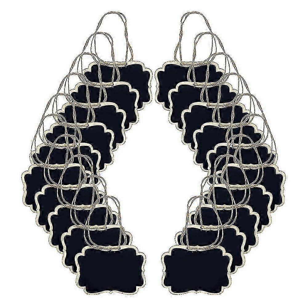 36Pcs Mini Signs, Hanging Wooden Chalkboard Tags, Double-Sided Message Board with Hanging String